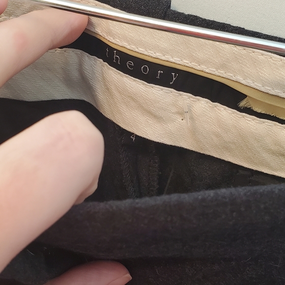 THEORY Charcoal Wool-Blend Mid-Rise Wide-Leg Tailored Dress Pants Size 4 - Picture 12 of 15